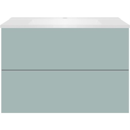 Sous meuble Coffee 2 tiroirs 90 bleu azur doux mat+lavabo blanc