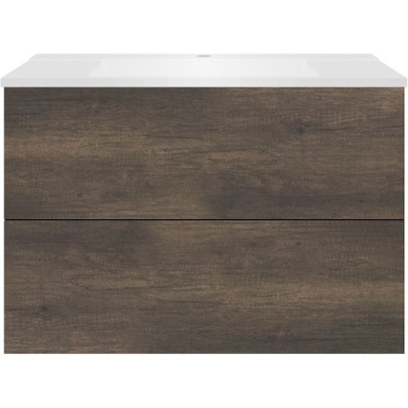 Sous meuble Coffee 2 tiroirs 90 châtaigne+lavabo blanc mat