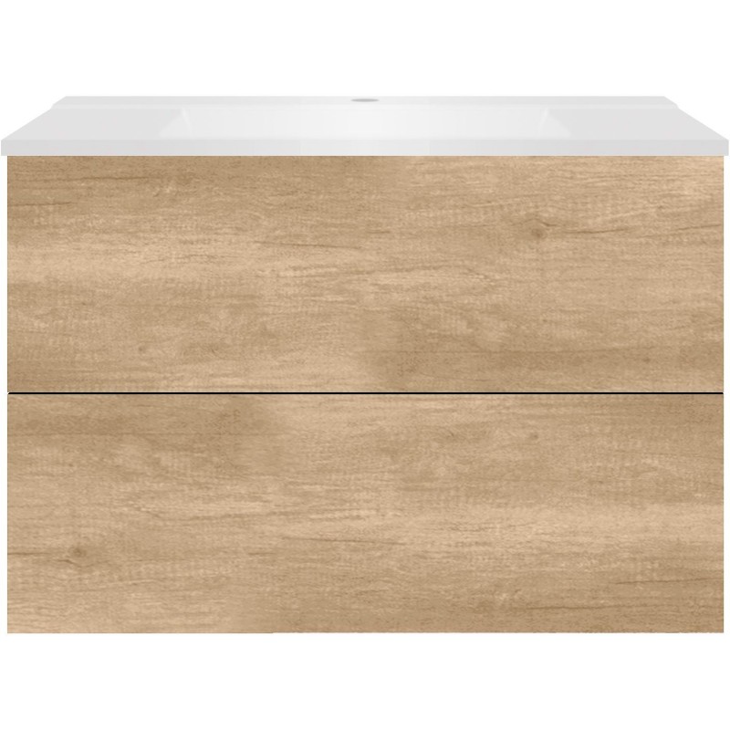 Sous meuble Coffee 2 tiroirs 90 chêne décor cachmire+lavabo blanc