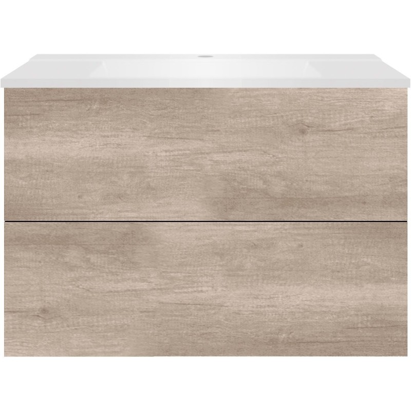 Sous meuble Coffee 2 tiroirs 90 chêne décor flanelle+lavabo blanc