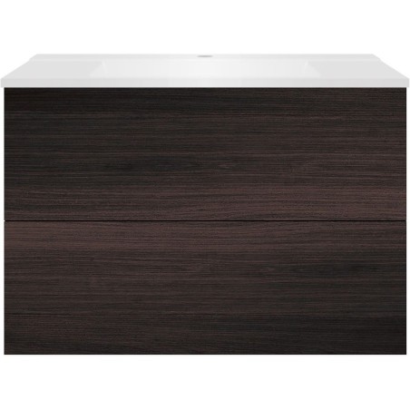 Sous meuble Coffee 2 tiroirs 90 chêne décor mokka+lavabo blanc