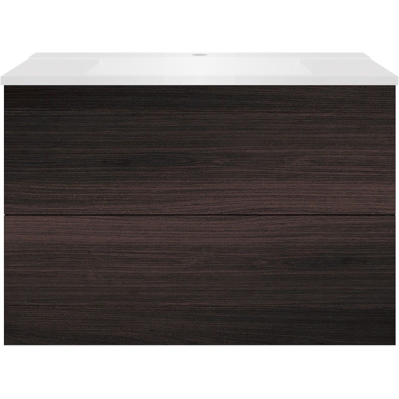 Sous meuble Coffee 2 tiroirs 90 chêne décor mokka+lavabo blanc mat