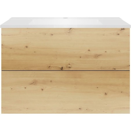 Sous meuble Coffee 2 tiroirs 90 chêne décor urban+lavabo blanc