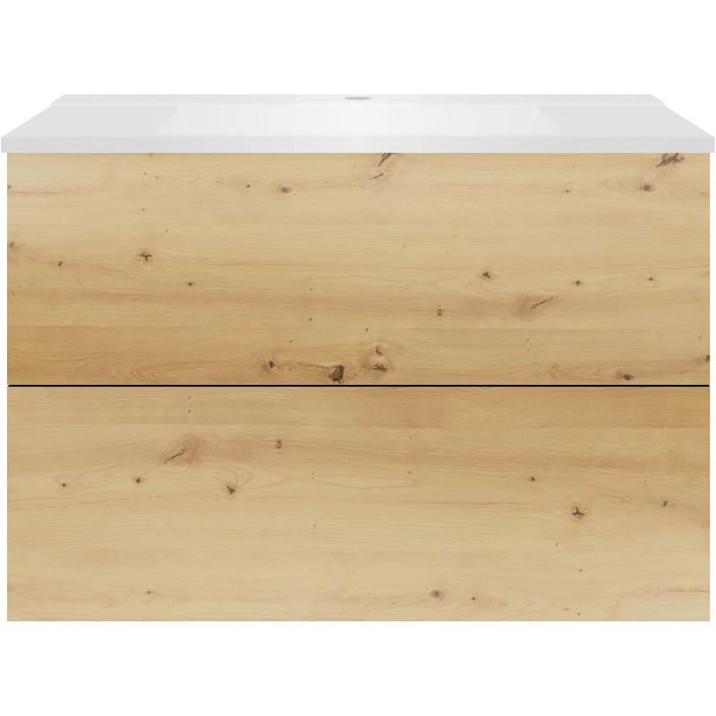 Sous meuble Coffee 2 tiroirs 90 chêne décor urban+lavabo blanc mat