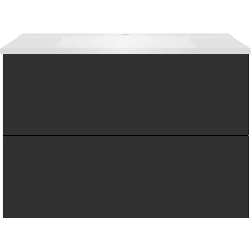 Sous meuble Coffee 2 tiroirs 90 graphite doux mat+lavabo blanc