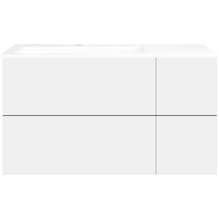 Sous meuble Coffee 4 tiroirs 110 blanc mat +lavabo gauche porcelaine blanc