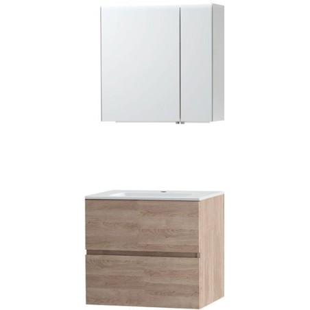 Meuble Molto coloris chêne naturel 70 porcelaine avec armoire de toilette