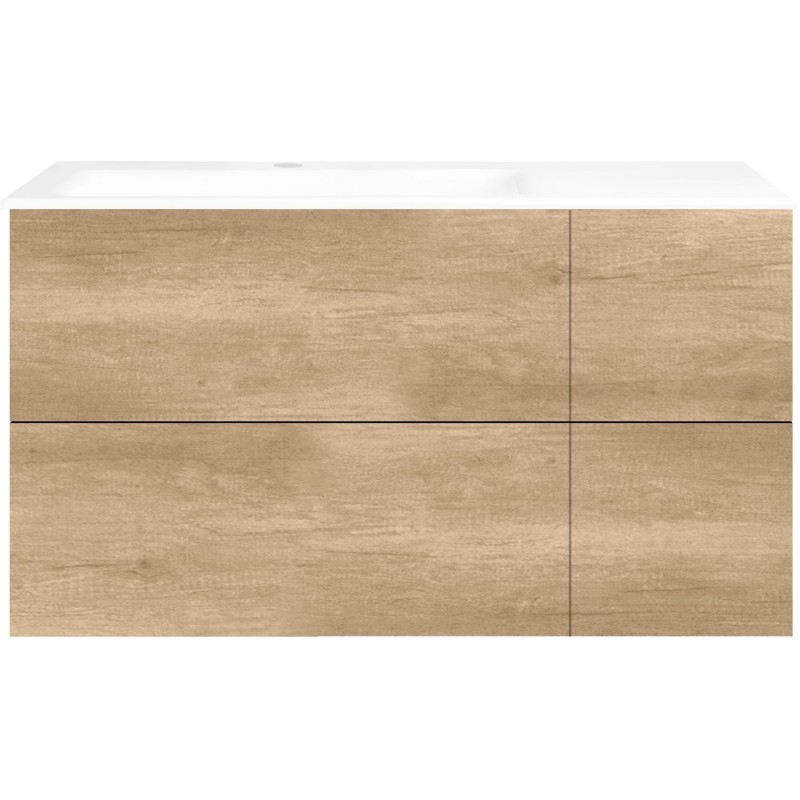 Sous meuble Coffee 4 tiroirs 110 chêne décor cachmire +lavabo gauche porcelaine blanc