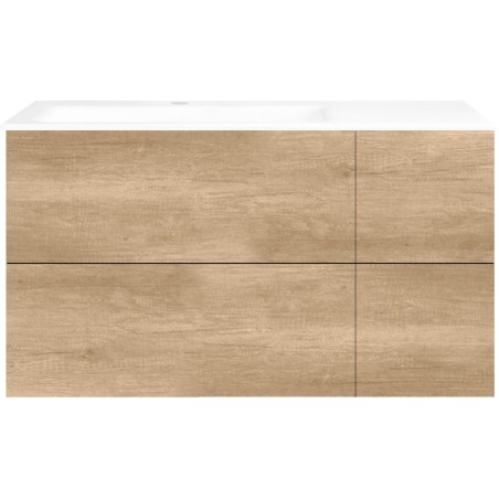 Sous meuble Coffee 4 tiroirs 110 chêne décor cachmire +lavabo gauche porcelaine blanc