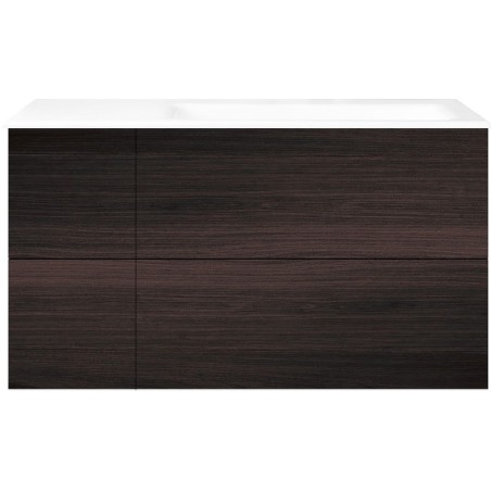 Sous meuble Coffee 4 tiroirs 110 chêne décor mokka +lavabo droite porcelainesans trou robinet blanc