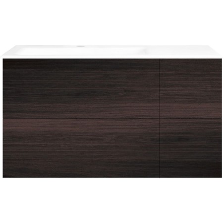 Sous meuble Coffee 4 tiroirs 110 chêne décor mokka +lavabo gauche porcelaine blanc