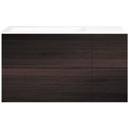 Sous meuble Coffee 4 tiroirs 110 chêne décor mokka+lavabo gauche porcelainesans trou robinet blanc