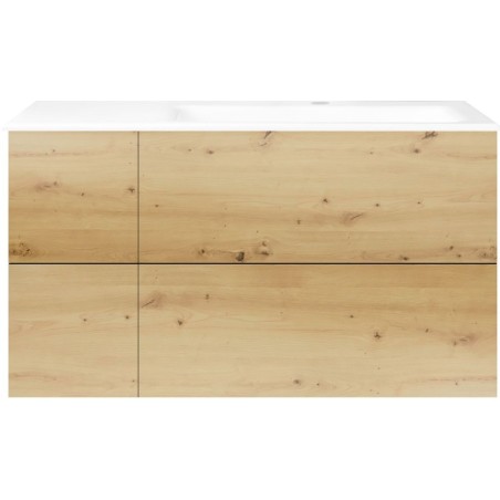 Sous meuble Coffee 4 tiroirs 110 chêne décor urban +lavabo droite porcelaine blanc