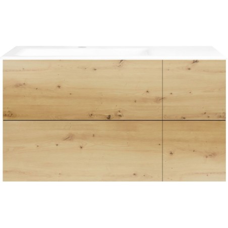 Sous meuble Coffee 4 tiroirs 110 chêne décor urban +lavabo gauche porcelaine blanc