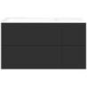 Sous meuble Coffee 4 tiroirs 110 graphite doux mat +lavabo gauche porcelainesans trou robinet blanc
