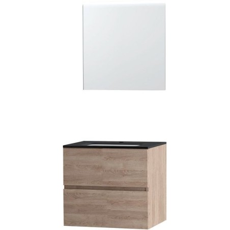 Meuble Molto coloris chêne naturel 70 bleue belge avec miroir