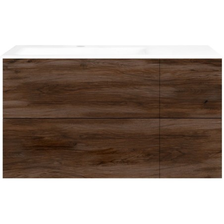 Sous meuble Coffee 4 tiroirs 110 notenlaar décor fluweel +lavabo gauche porcelaine blanc