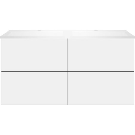 Sous meuble Coffee 4 tiroirs 120 duo blanc mat +double lavabo blanc