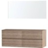 Meuble Molto coloris chêne naturel 160 pour lavabo à poser avec miroir