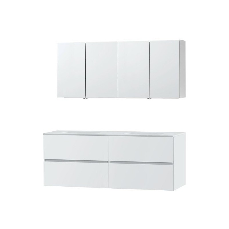 Meuble Molto coloris blanc 160 solid avec armoire toilette coloris blanc