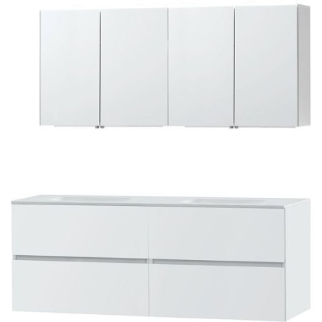 Meuble Molto coloris blanc 160 solid avec armoire toilette coloris blanc