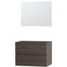 Meuble Molto 90 pour lavabo à poser avec miroir coloris chêne gris