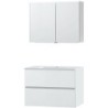 Meuble Molto 90 porcelaine avec armoire de toilette coloris poudre blanc