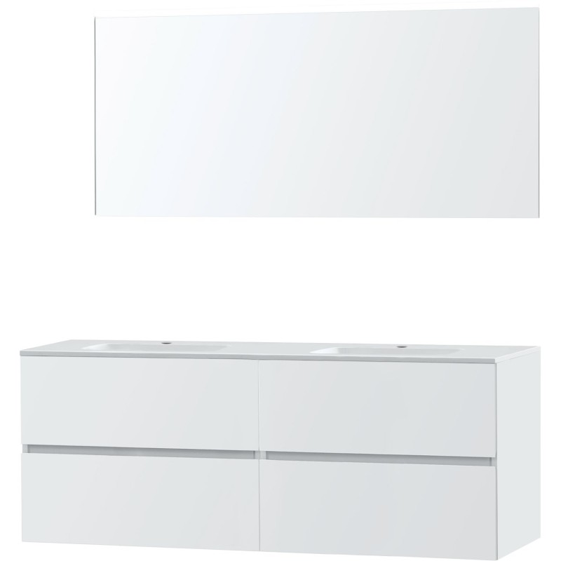Meuble Molto coloris blanc 160 marbre synthétique avec miroir coloris blanc