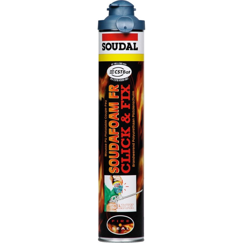 Soudal mousse pu refractaire soudafoam fr.clickfix 750ml