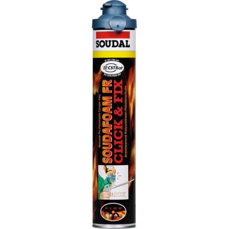 Soudal mousse pu refractaire soudafoam fr.clickfix 750ml