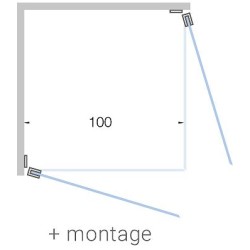 Porte pivotante acces d'angle CLOSE 100cm h200cm en verre clair-blanc mat+ montage