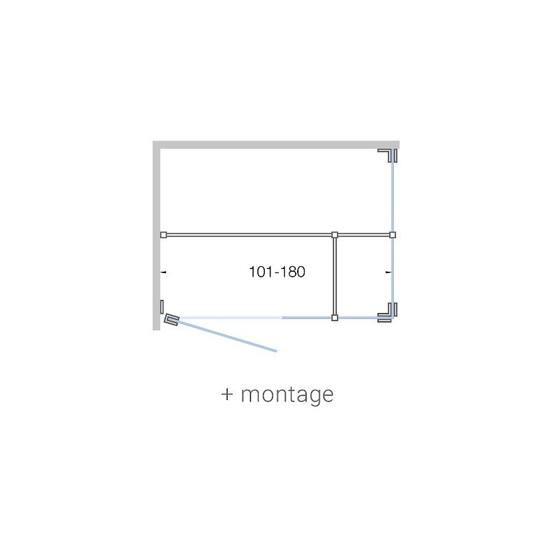 Porte pivotante avec paroi annexe+ paroi laterale CLOSE 180cm h200cm clair-blanc mat+ montage