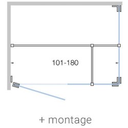 Porte pivotante avec paroi annexe+ paroi laterale CLOSE 180cm h200cm en verre timeless-blanc mat+ montage