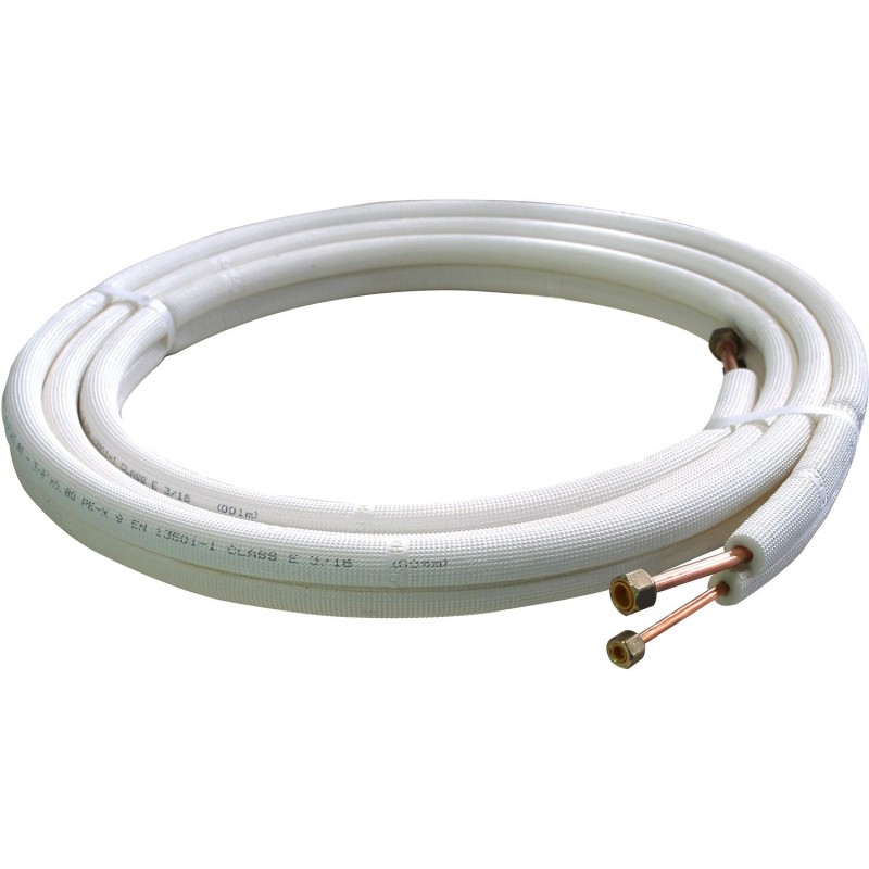 Liaison frigorifique isolé en cuivre duo 3/8"-5/8" rouleau 5m