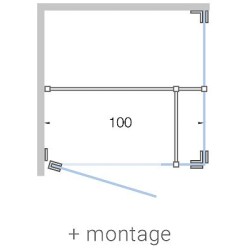 Porte pivotante avec paroi annexe+paroi laterale angle CLOSE 100cm h200cm clair-blanc mat + montage