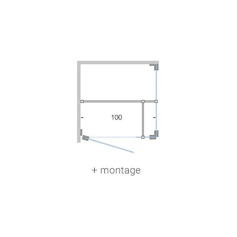 Porte pivotante avec paroi annexe+paroi laterale angle CLOSE 100cm h200cm clair-blanc mat + montage