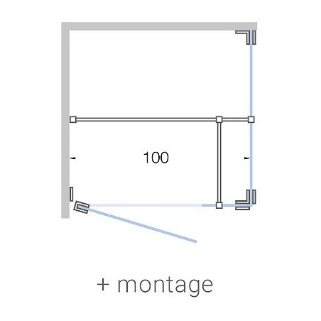 Porte pivotante avec paroi annexe+paroi laterale angle CLOSE 100cm h200cm satin-inox mat + montage