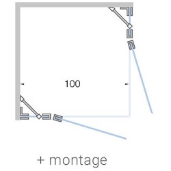 Porte pivotante avec parti fix acces d'angle CLOSE 100cm h200cm en verre clair- blanc mat+ montage