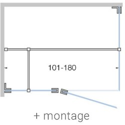 Porte pivotante avec parti fix+ paroi laterale CLOSE 180 cm h200 cm clair-inox mat + montage