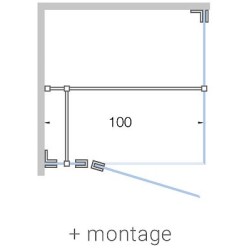 Porte pivotante avec parti fix+paroi laterale angle CLOSE 100 cm h 200 cm clair-blanc mat + montage