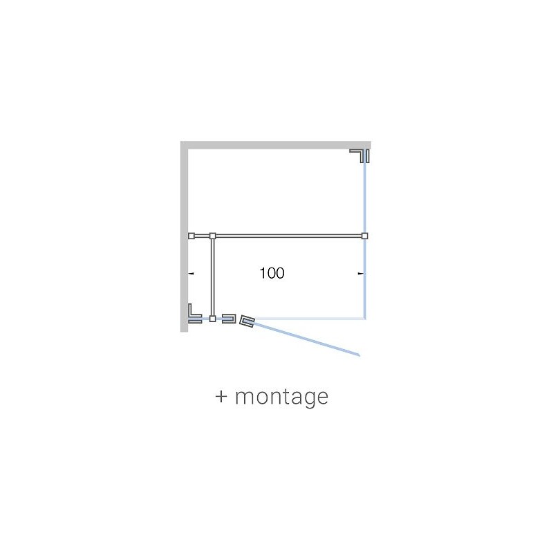 Porte pivotante avec parti fix+paroi laterale angle CLOSE 100 cm h 200 cm clair-blanc mat + montage