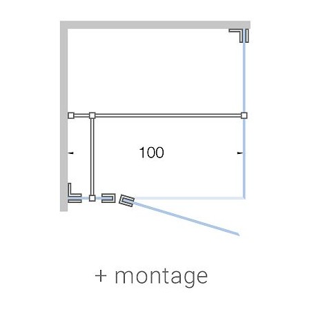 Porte pivotante avec parti fix+paroi laterale angle CLOSE 100 cm h 200 cm clair-blanc mat + montage