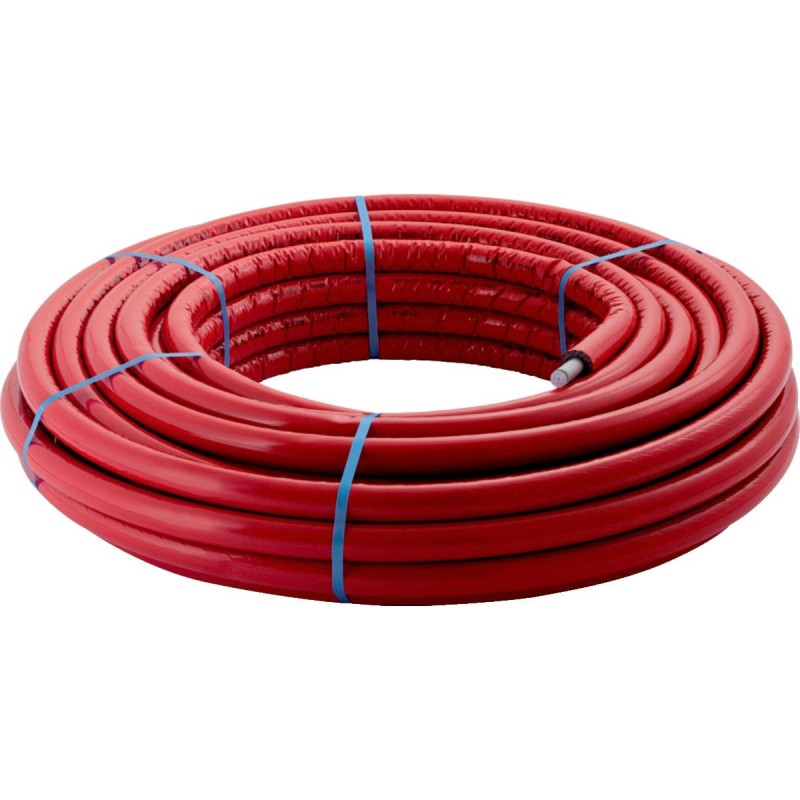 Geberit tube multicouche + isolation 6mm 20x2mm rouge rouleau 50m Flowfit