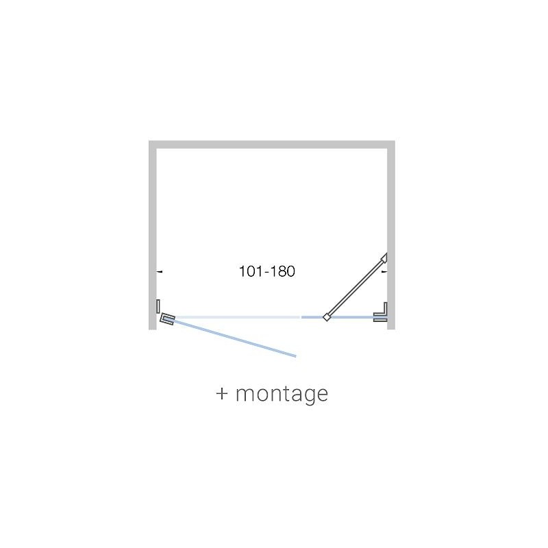 Porte pivotante+paroi annexe niche CLOSE 101-180cm h200cm clair-inox mat avec montage