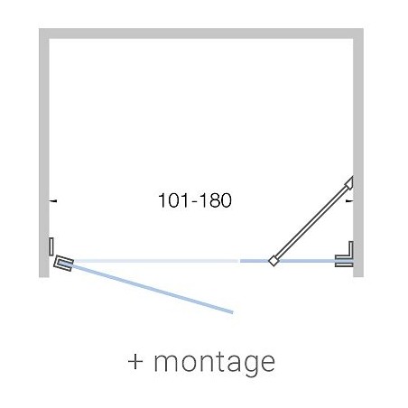 Porte pivotante+paroi annexe niche CLOSE 101-180cm h200cm timeless-chrome avec montage