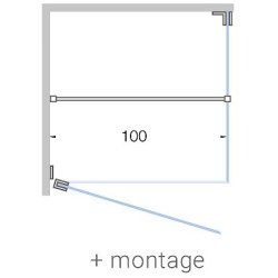 Porte pivotante+paroi lateral angle CLOSE 100cm h200cm helder- blanc mat avec montage.