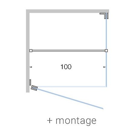 Porte pivotante+paroi lateral angle CLOSE 100cm h200cm helder- blanc mat avec montage.