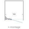 Porte pivotante+parti fix niche CLOSE 100cm h200cm clair-blanc mat avec montage