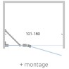 Porte pivotante+parti fix niche CLOSE 101-180cm h200cm clair-blanc mat avec montage