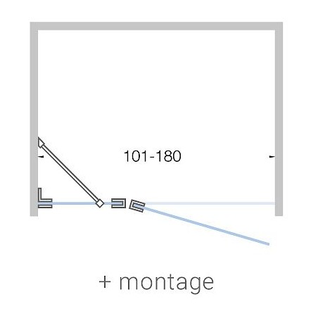 Porte pivotante+parti fix niche CLOSE 101-180cm h200cm clair-noir mat avec montage